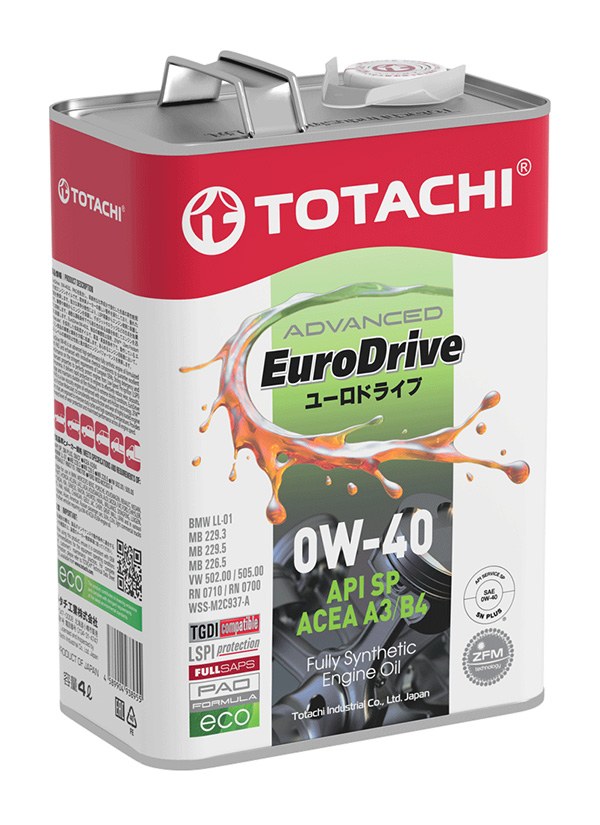 TOTACHI EURODRIVE 0W-40 API SP, ACEA A3/B4